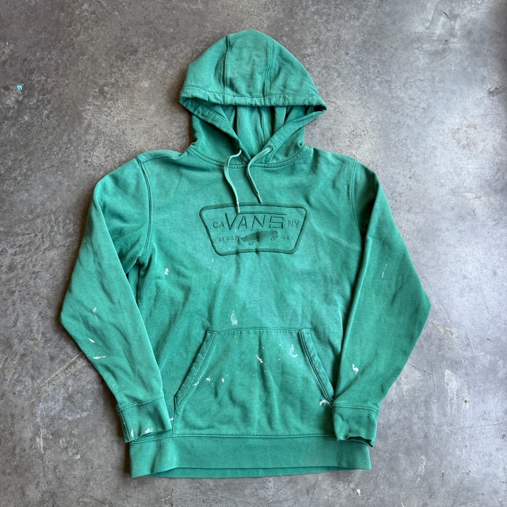 Distressed Sun Faded Thrashed Vans Skateboard Patch Embroidered Hoodie Mens S